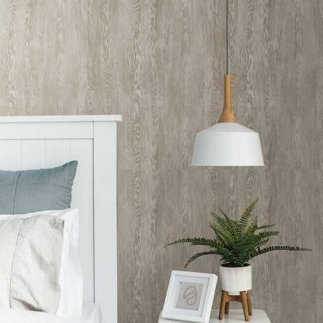 Quarter Sawn Wood Wallpaper in Brown from the Simply Farmhouse Collection