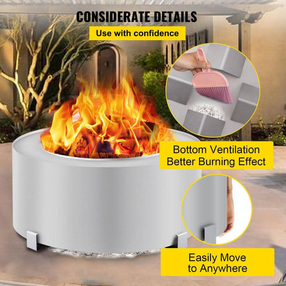 VEVOR Stove Bonfire 26.7 in. Dia Stainless Steel Smokeless Fire Pit Double Wall Design Smokeless Fire Bowl for Picnic Camping YTSYXBXGH28.5DUD9V0