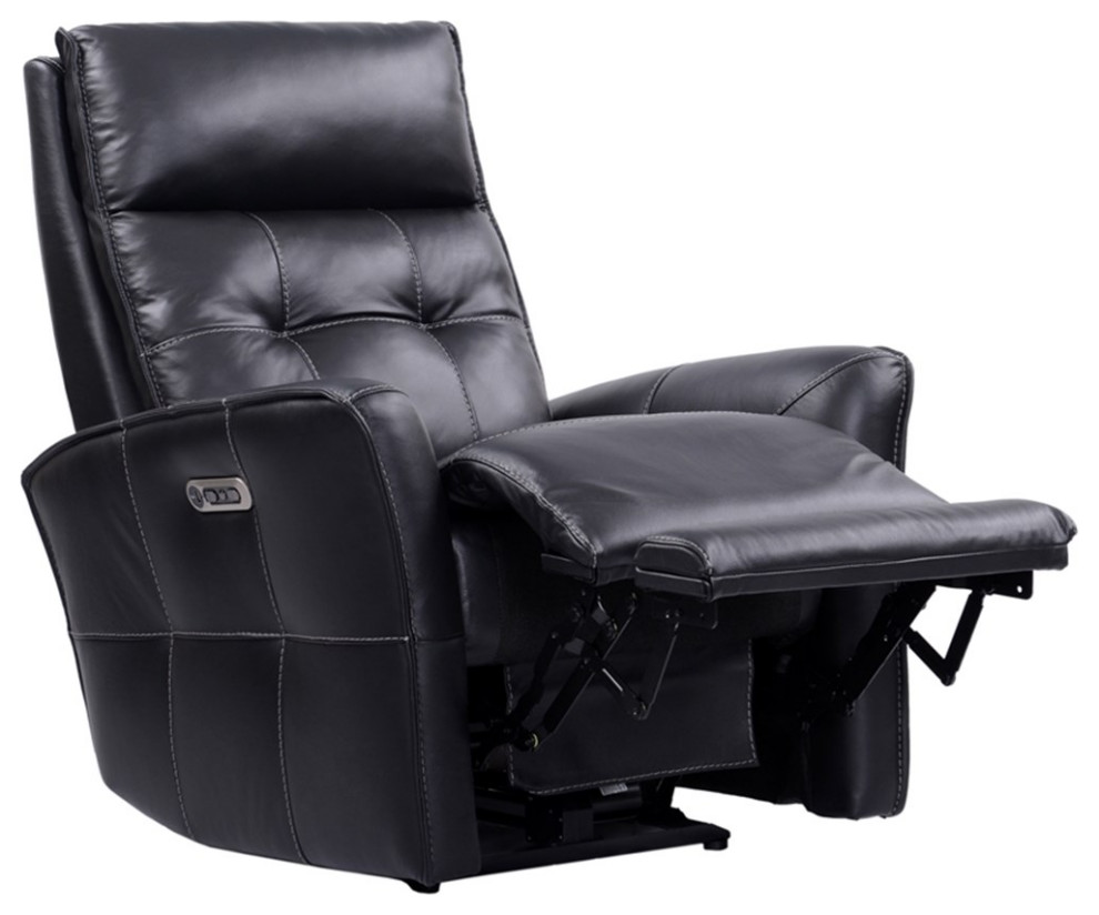 Bowery Hill Leather Power Zero Gravity Recliner in Verona Black   Contemporary   Recliner Chairs   by Homesquare  Houzz