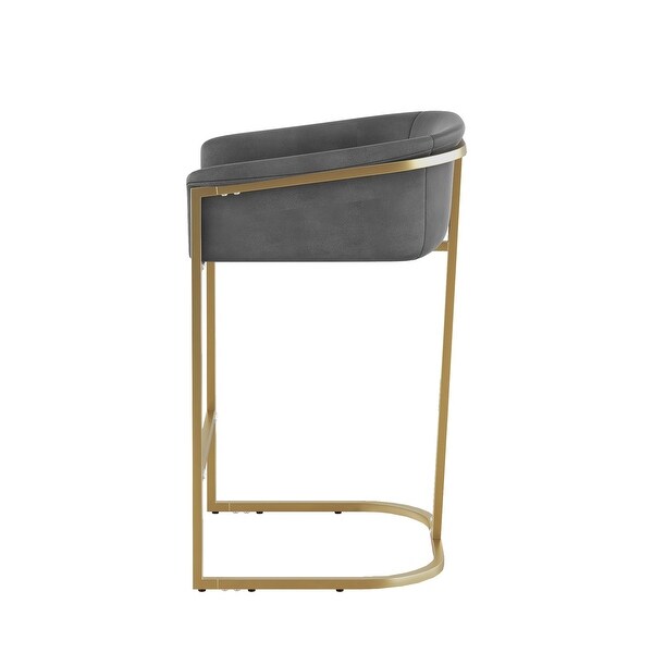 Counter Height Arm Bar Stools Dining Chairs with Gold Frame， Set of 2