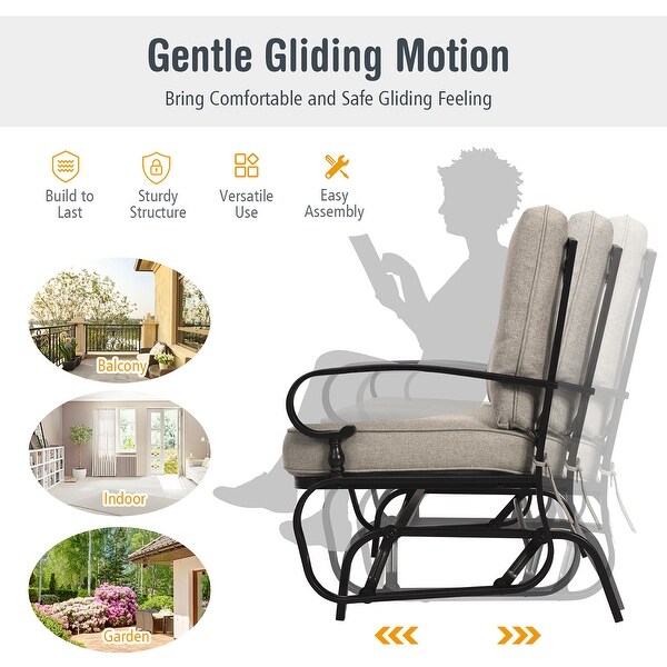 Costway 2Person Outdoor Swing Glider Chair Bench Loveseat Cushioned