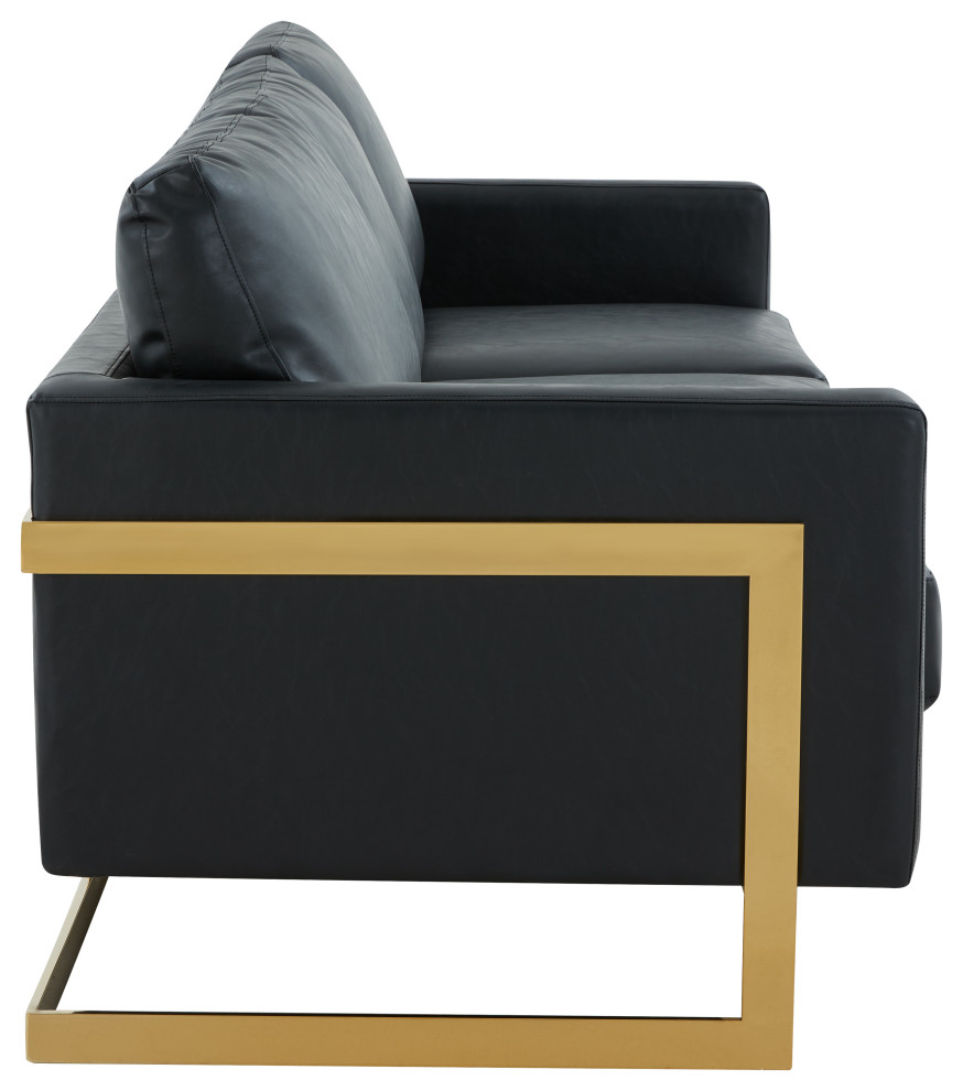 LeisureMod Lincoln Modern Leather Sofa With Gold Frame   Contemporary   Sofas   by LeisureMod  Houzz