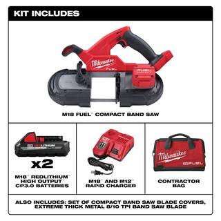 MW M18 FUEL 18-Volt Lithium-Ion Brushless Cordless Compact Bandsaw Kit with M18 Cut-Out Tool 2829-22-2627-20