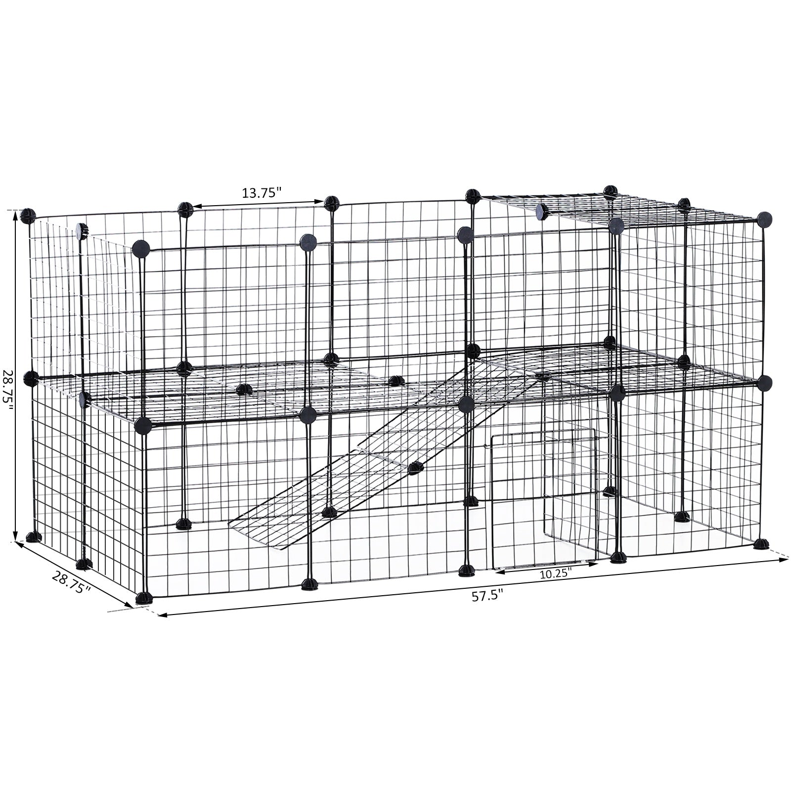 Carevas 36 Panel Pet Playpen Yard Fence for Small Animals Cage Metal Wire Indoor Outdoor Portable Guinea Pigs Rabbits Kennel Crate Fence， Black