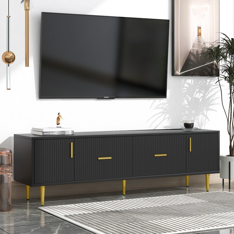 Modern TV Stand with Cabinets and Drawers for TVS Up to 75\