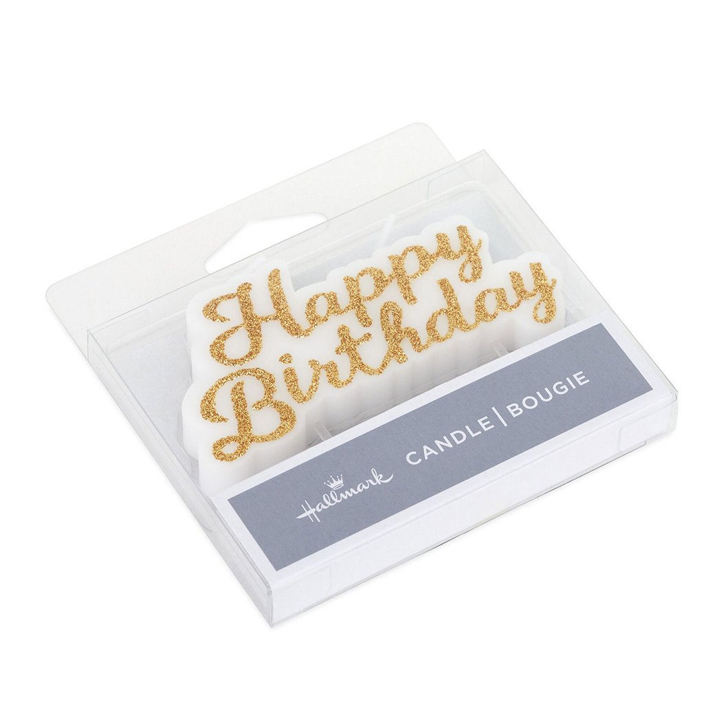 Hallmark  Gold Script Happy Birthday Candle