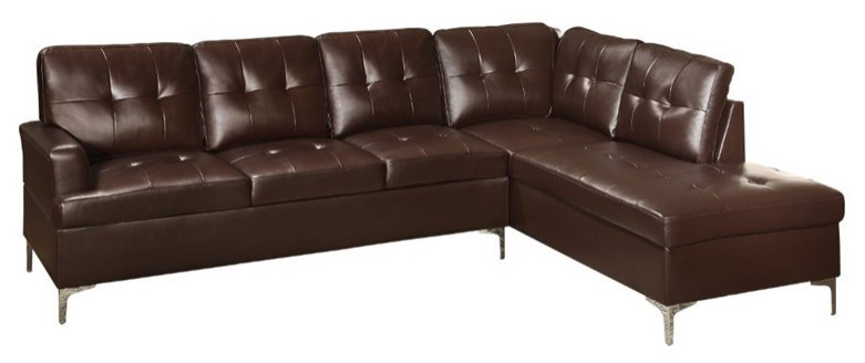 Lexicon Barrington Faux Leather Sectional Sofa in Black   Contemporary   Sectional Sofas   by Homesquare  Houzz