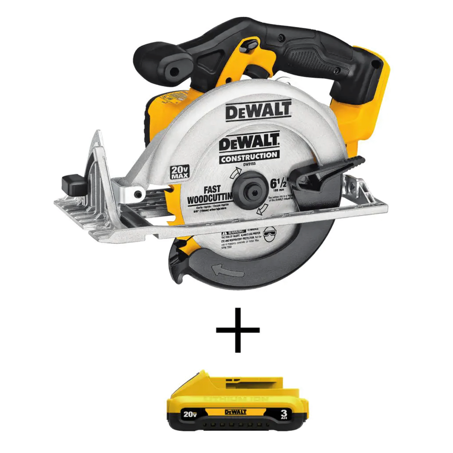 Dewalt 20-Volt Max Cordless 6-1/2 in. Circular Saw with (1) 20-Volt Battery 3.0Ah (DCS391BW230)