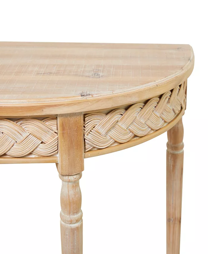 Rosemary Lane Wood Intricately Carved Floral Console Table with Woven Detail 44 x 16 x 31