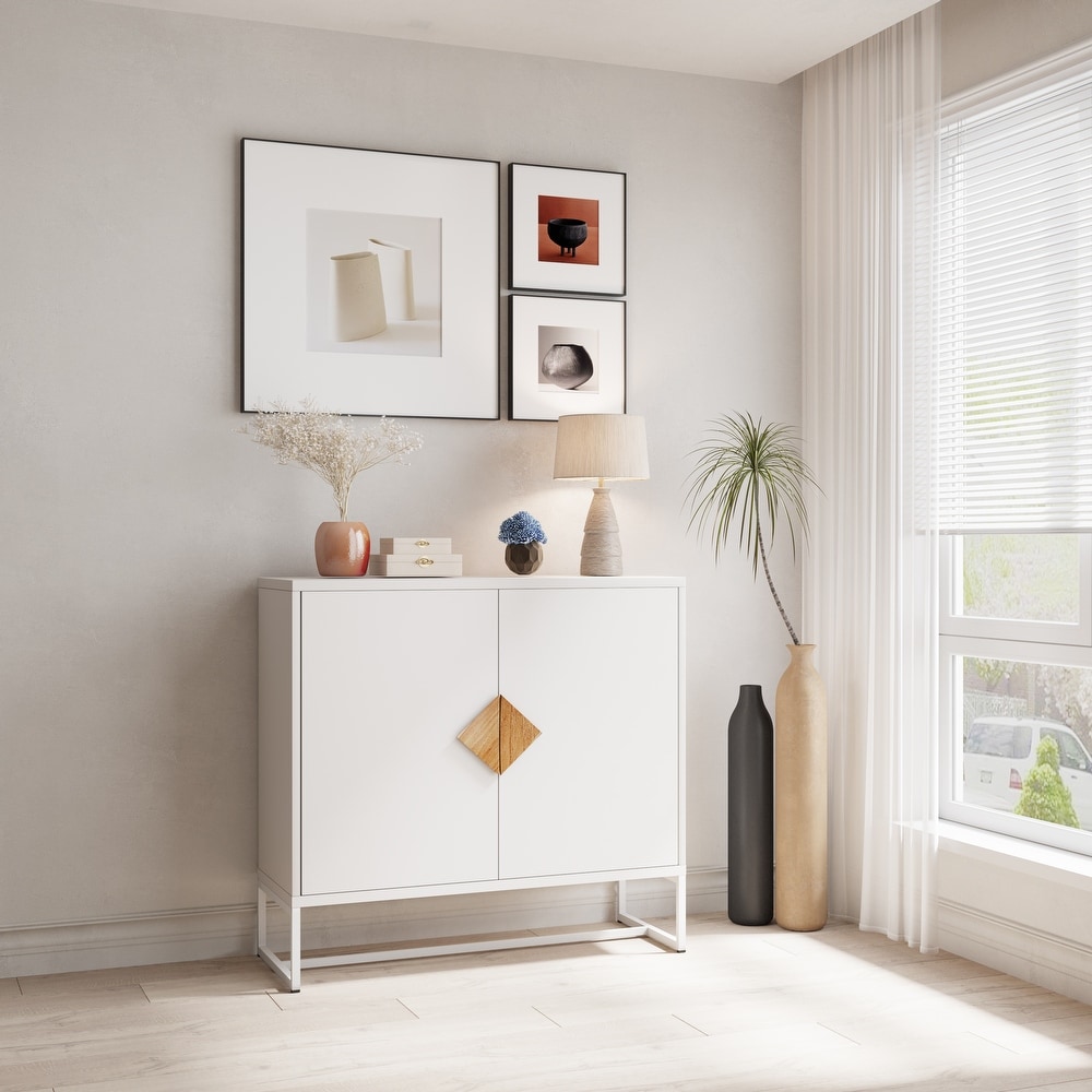 Square Shape Solid Wood Sideboard