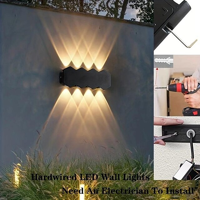 LED Outdoor Wall Light 4/6/8  3 Color Light 2/3/4 Head IP65 Waterproof  Wall Lighting 110-240V