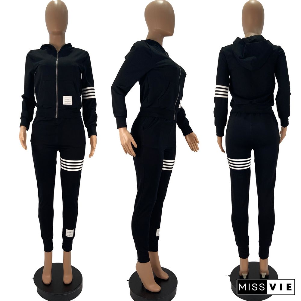 Women's Zipper Hoodies Tops Jogger Pants Matching Set