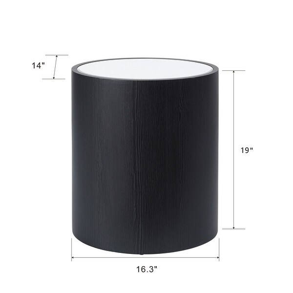 Dann Foley Lifestyle - Oval Side Table - Black Veneer， Inset Mirrored Table Top