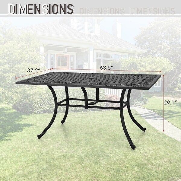 MAISON ARTS 7Piece Cast Aluminum Patio Dining Set with Rectangle Dining Table and 6 Cast Aluminum Patio Chairs