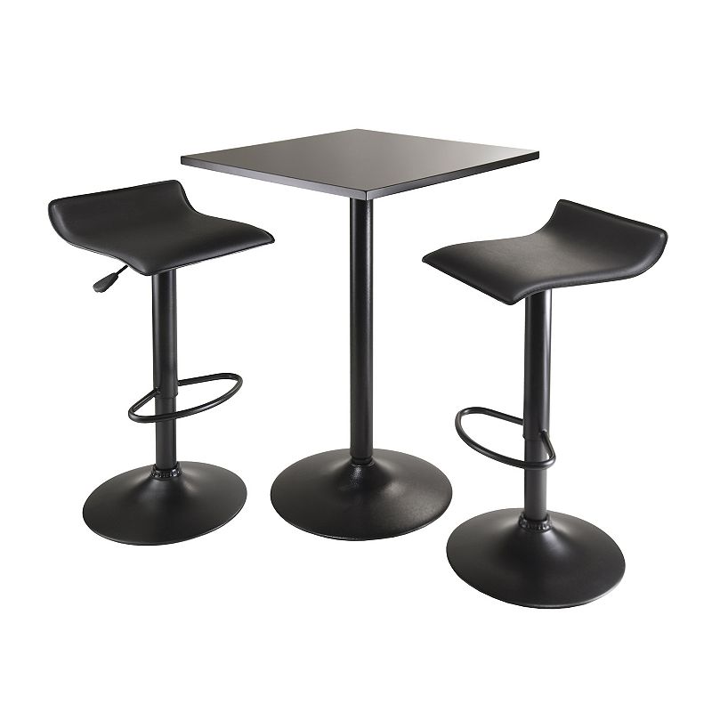 Winsome Square Pub Table and Adjustable Swivel Stool 3-piece Set