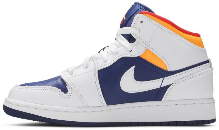 Air Jordan 1 Mid GS 'White Deep Royal Blue' 554725-131