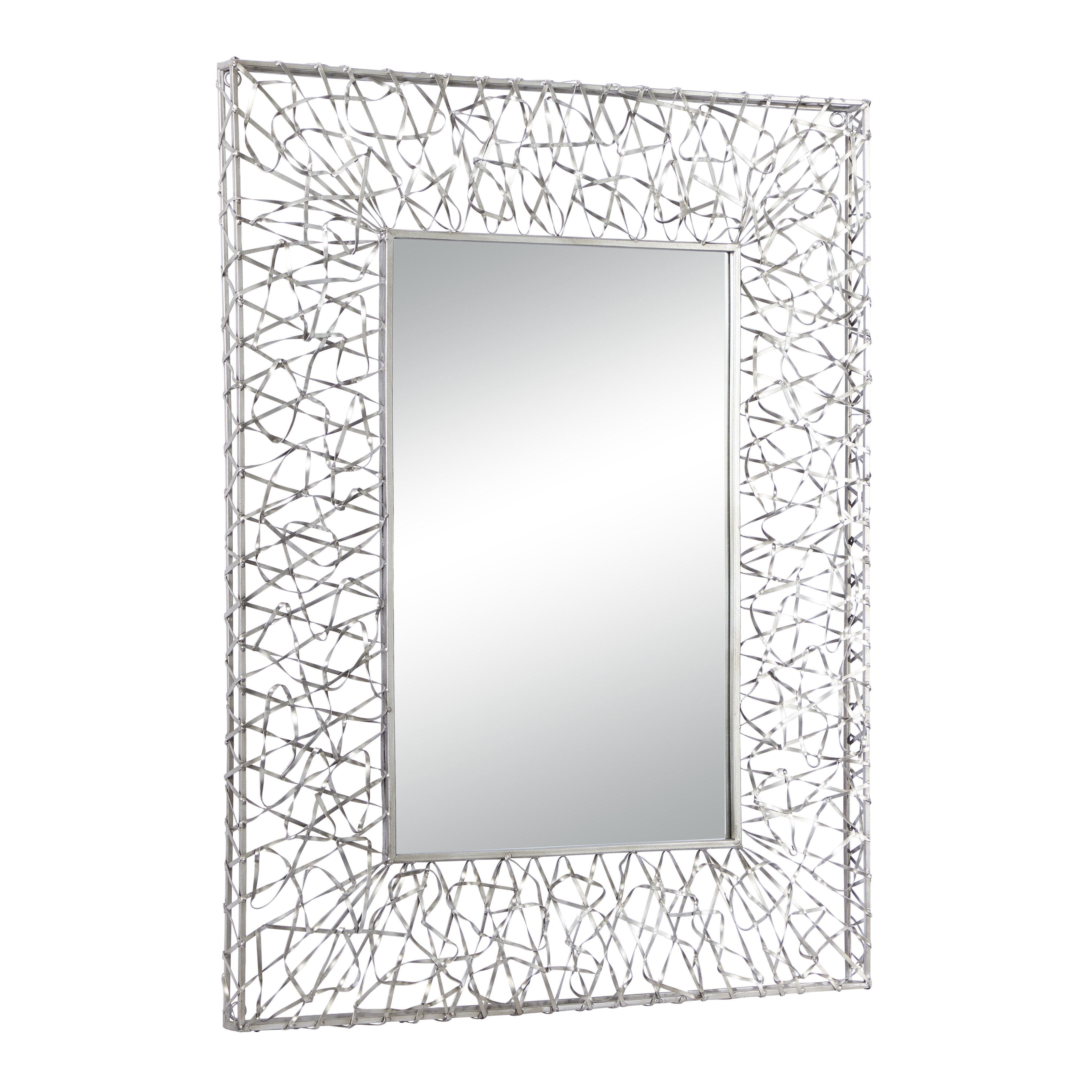 Silver Industrial Metal Wall Mirror 43 x 33