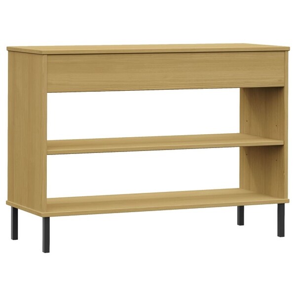 vidaXL Solid Wood Pine Console Cabinet with Metal Legs OSLO Table Multi Colors - 38.6