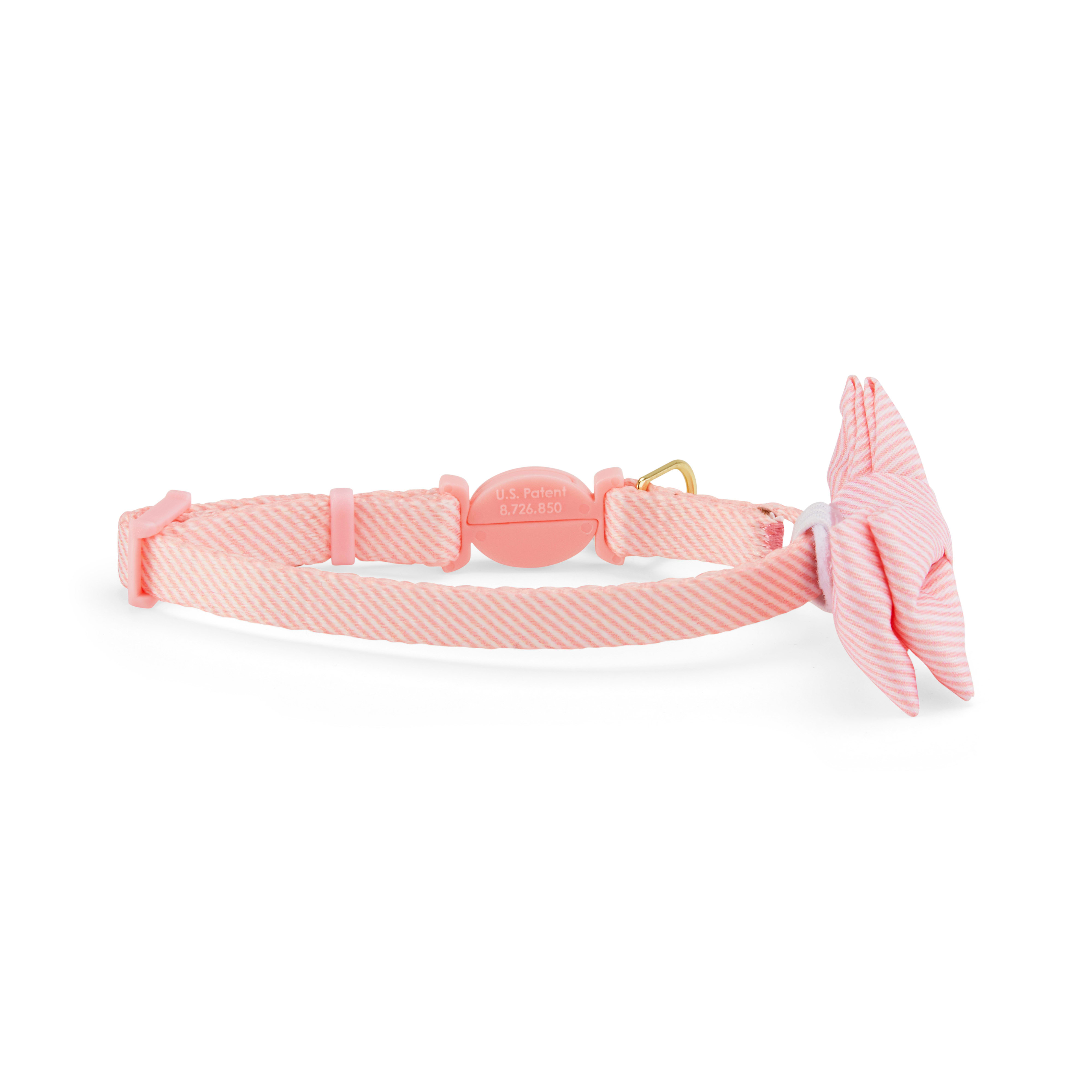 YOULY Pink Seersucker Breakaway Bowtie Kitten Collar