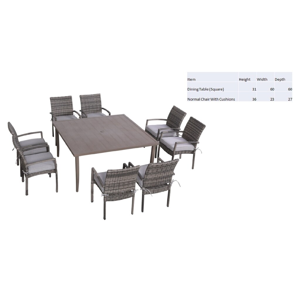 LSI 9 Piece Dining Sets with Chairs and Cushions