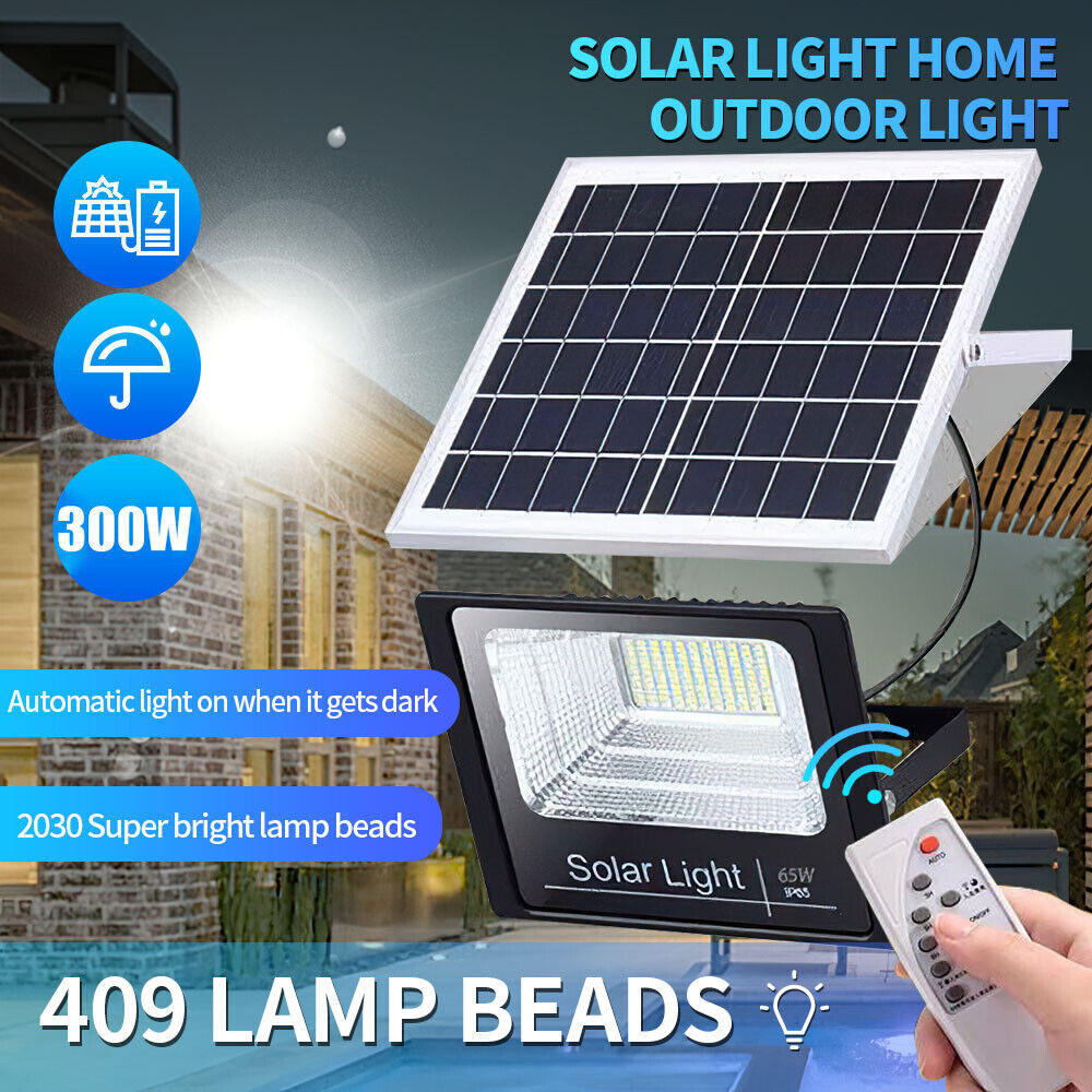 MDHAND Solar Street Light 100W 3000lm 409LED Outdoor Garden Light Wall Lamp PIR Motion Sensor Parking Lot Lights Garden Path Security Lighting IP67 Waterproof with remote control