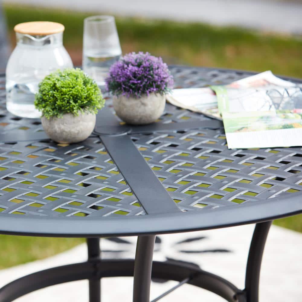 Patio Festival Round Metal Outdoor Dining Table