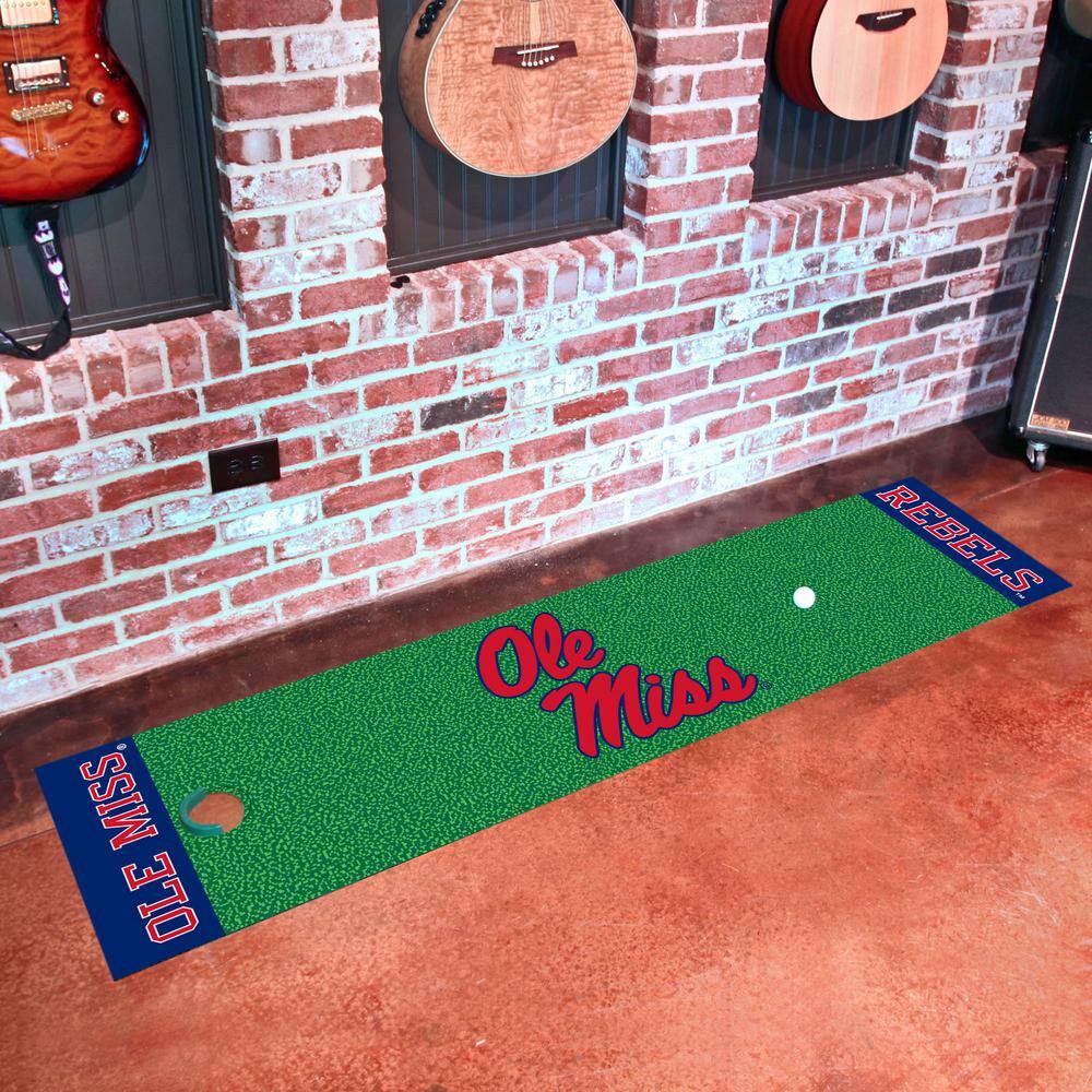 FANMATS NCAA University of Mississippi Ole Miss 1 ft. 6 in. x 6 ft. Indoor 1-Hole Golf Practice Putting Green 11125