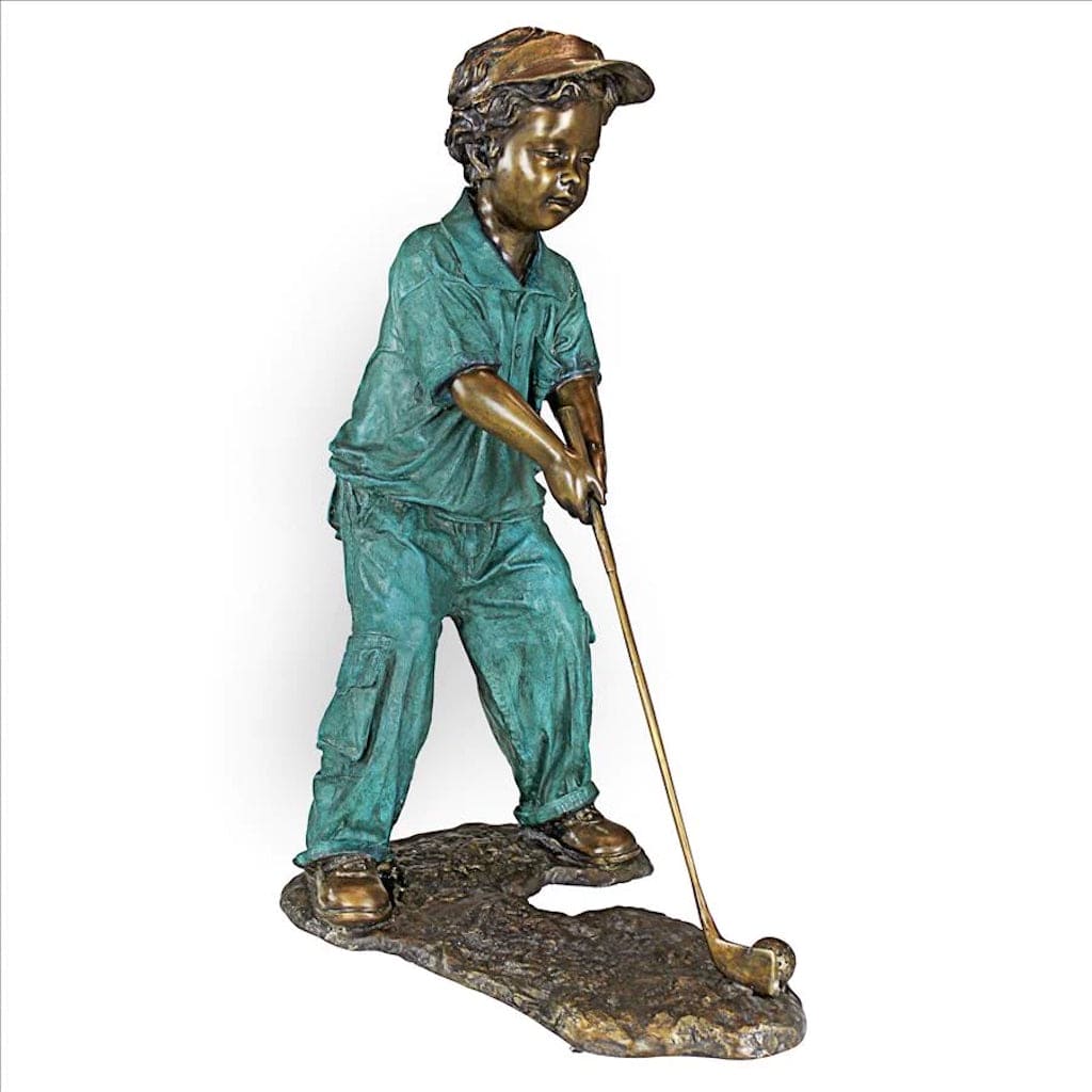 Gabe the Boy Golfer Cast Bronze Garden Statue by Design Toscano