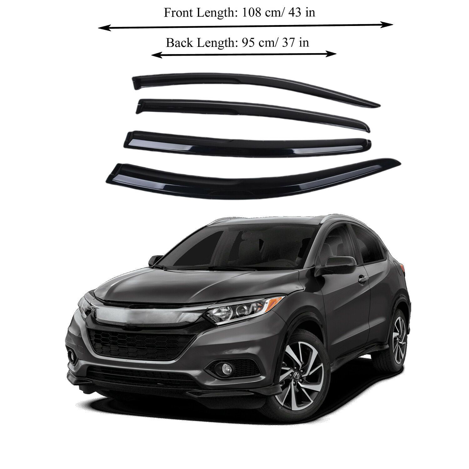 Fits Honda HRV 16-19 Acrylic Window Vent Visor Sun Rain Deflector Guard