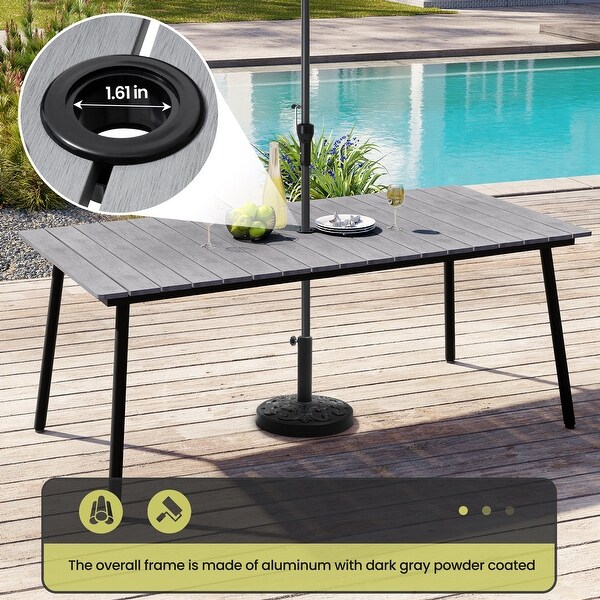 Crestlive Products Outdoor Patio Aluminum Dining Table with Umbrella Hole