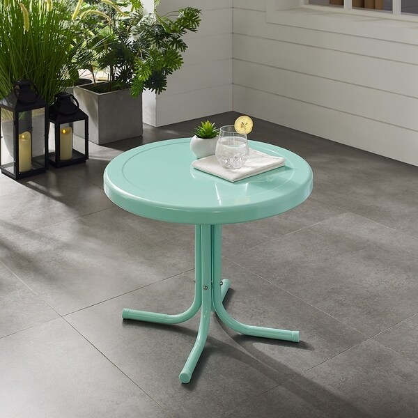 Crosley Retro Metal Side Table In Aqua