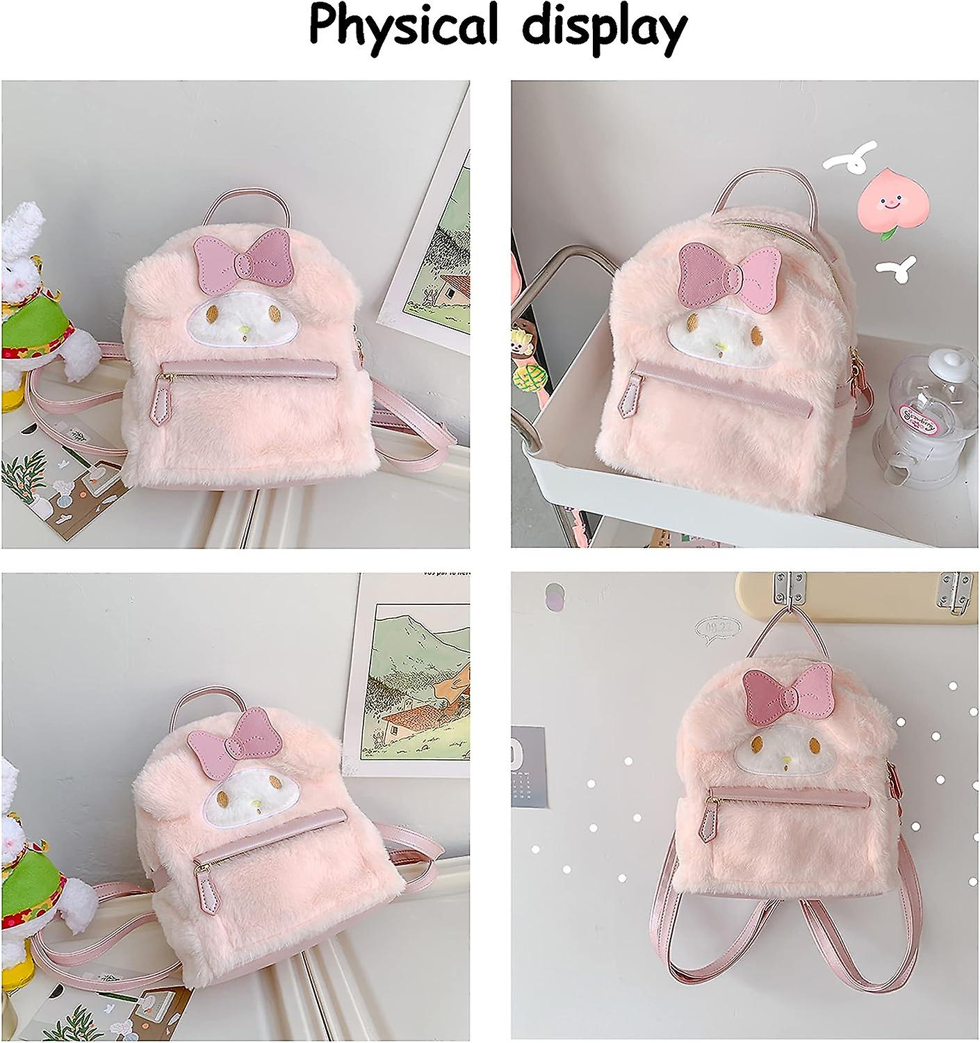 Cute Girl Plush Bag Backpacks For School， 3d Kawaii Animal Cartoon Schoolbag For Girl Bookbag School Supplies， Pink Rabbit Pink Rabbit my Melody