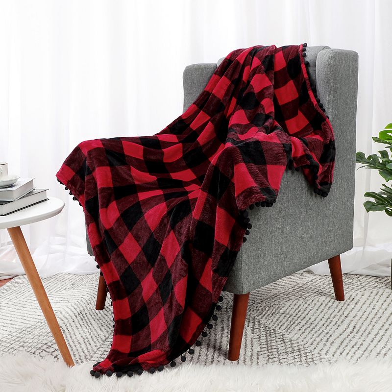 Plaid Buffalo Checker Christmas 50 x  60 Sofa Bed Blanket Soft Plush Fleece