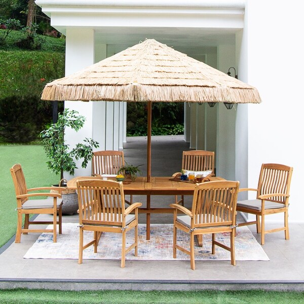 Cambridge Casual Chignik 7piece Teak Patio Extendable Dining Set