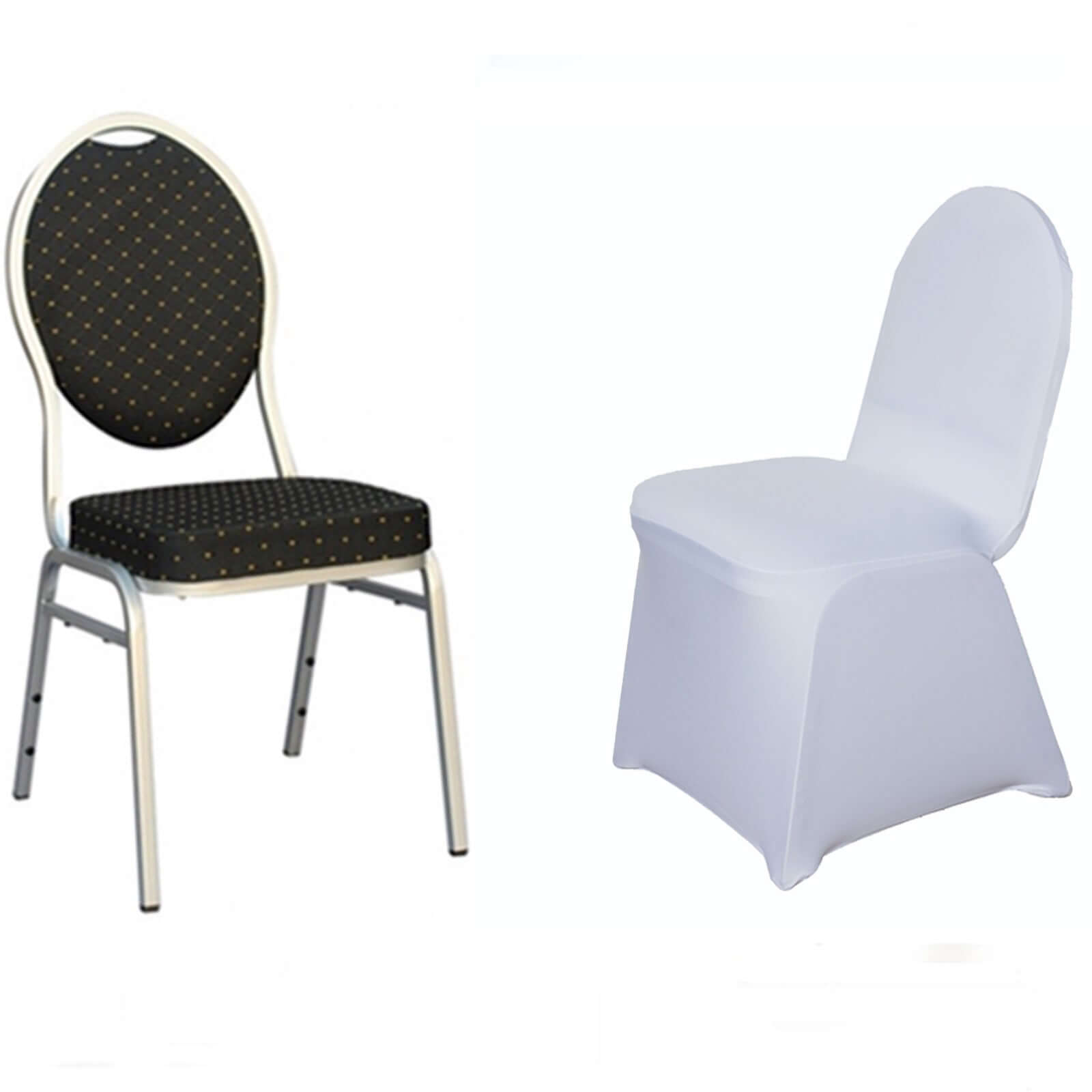 White Spandex Stretch Fitted Banquet Slip On Chair Cover 160 GSM