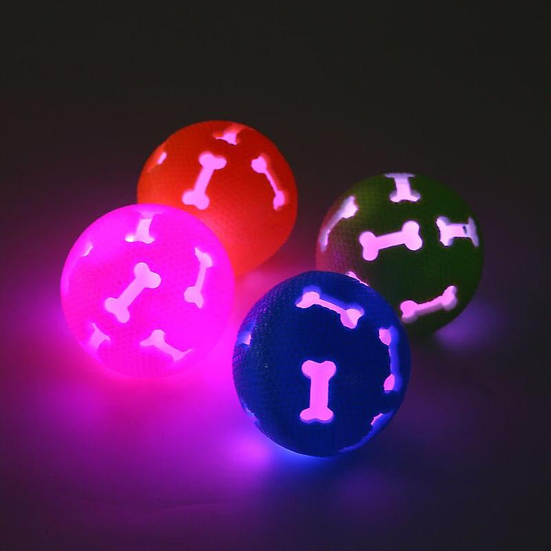 2Pcs Dog Cat Ball Toys Healthy Chew Durable Rubber Tooth Cleaning Glowing