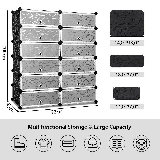 Costway 12 Cubic Portable Shoe Rack Shelf Cabinet Storage Closet Organizer Home Furni