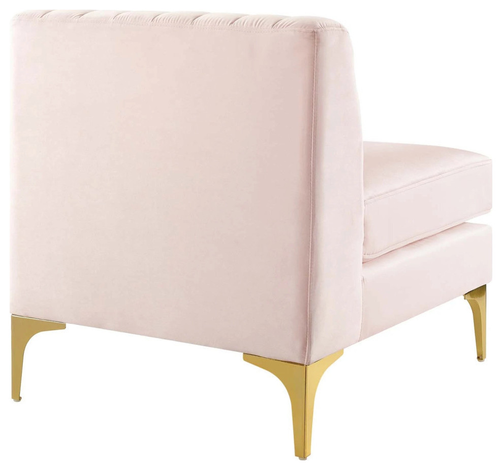 Amaya Pink Channel Tufted Performance Velvet Armless Chair   Contemporary   Armchairs And Accent Chairs   by Rustic Home Furniture Deco  Houzz