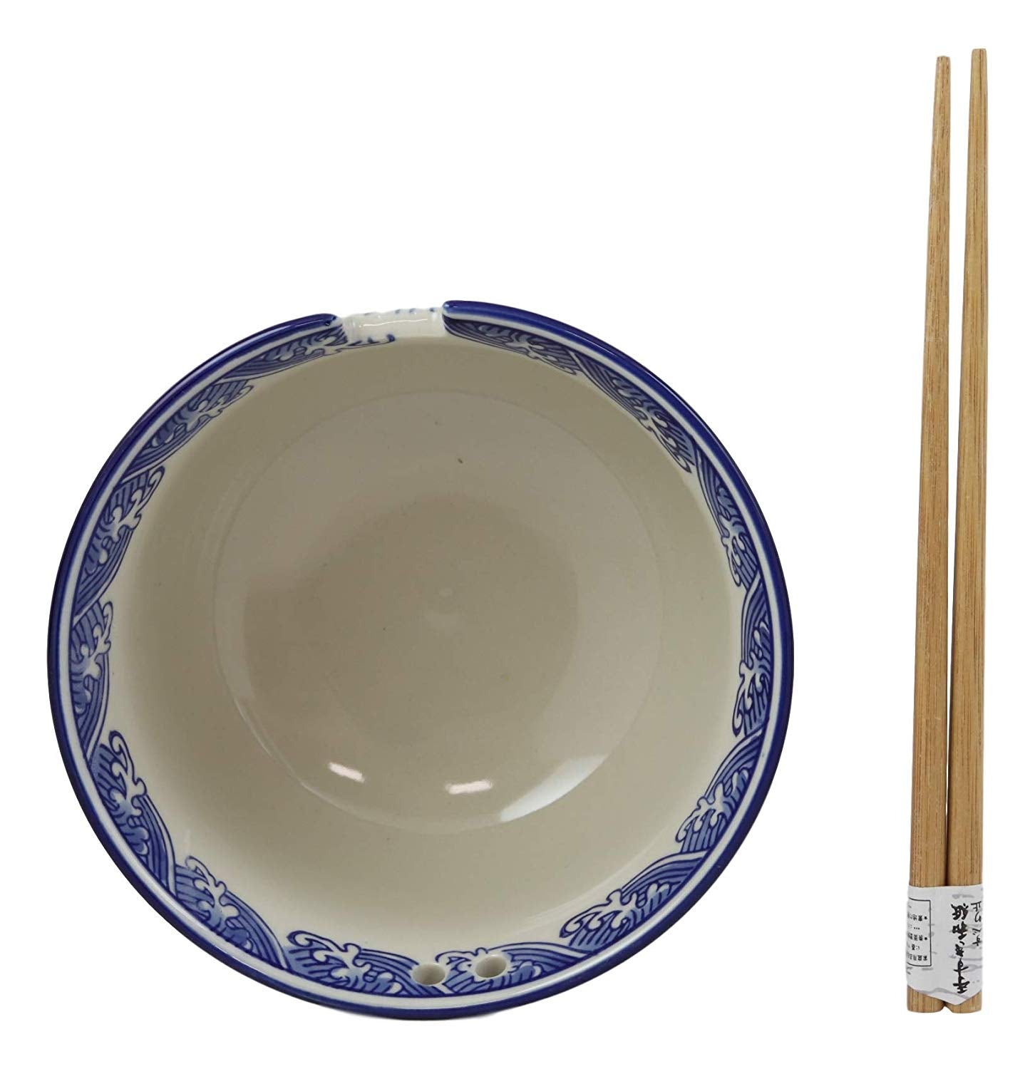 Ebros Ming Dragon Ramen Soup Bowl With Built In Chopsticks Rest and Chopstick