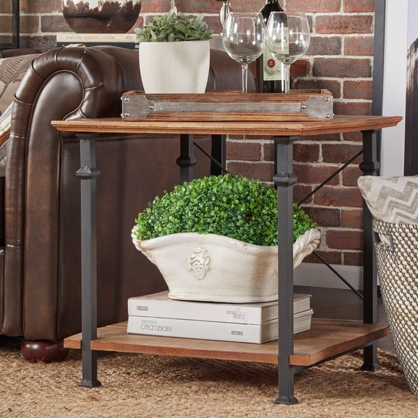 Myra Vintage Industrial Modern Rustic End Table by iNSPIRE Q Classic