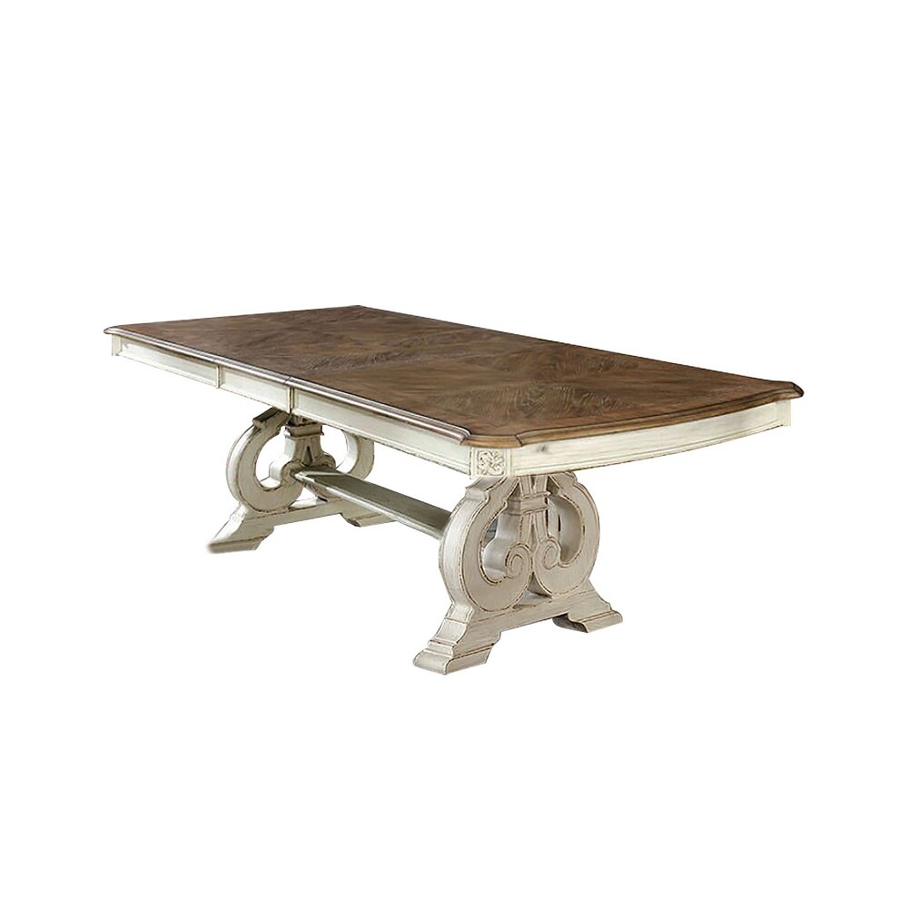 Wood Dining Table in Antique White   Antique White