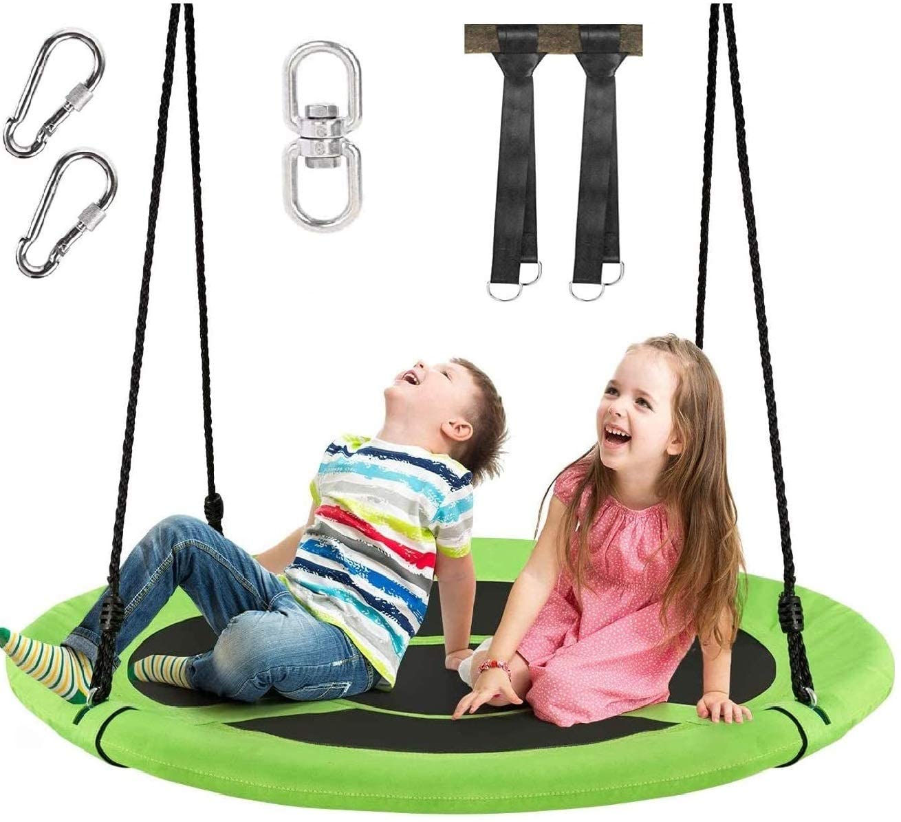 Costzon 40'' Flying Saucer Tree Swing for Kids Adult, Indoor Outdoor 700 Lbs 900D Round Swing w/ Multi-ply Rope