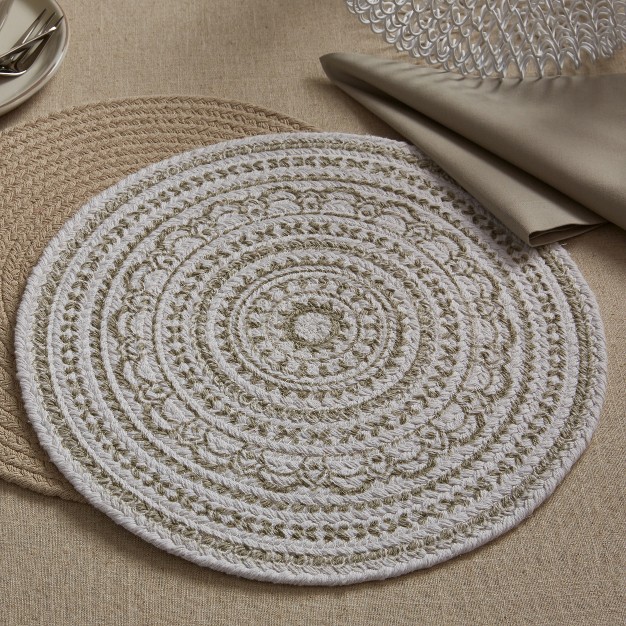 Split P Zuri Medallion Printed Round Placemat Set Mushroom