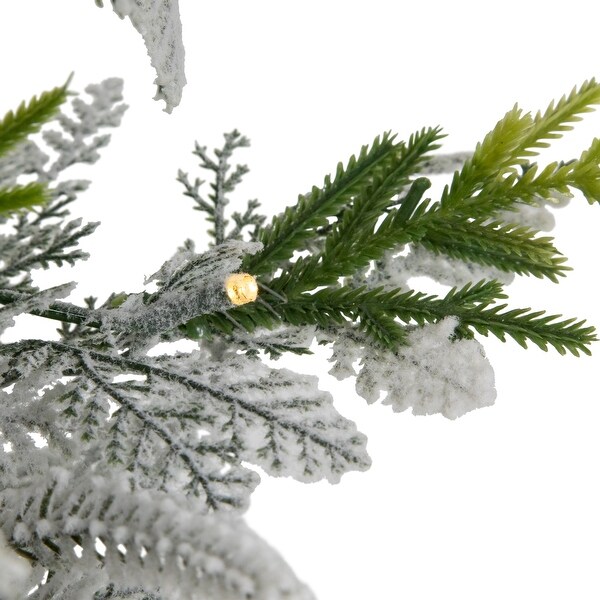 LED Frosted Mixed Pine Cardinals Potted Christmas Tree 2' White Lights