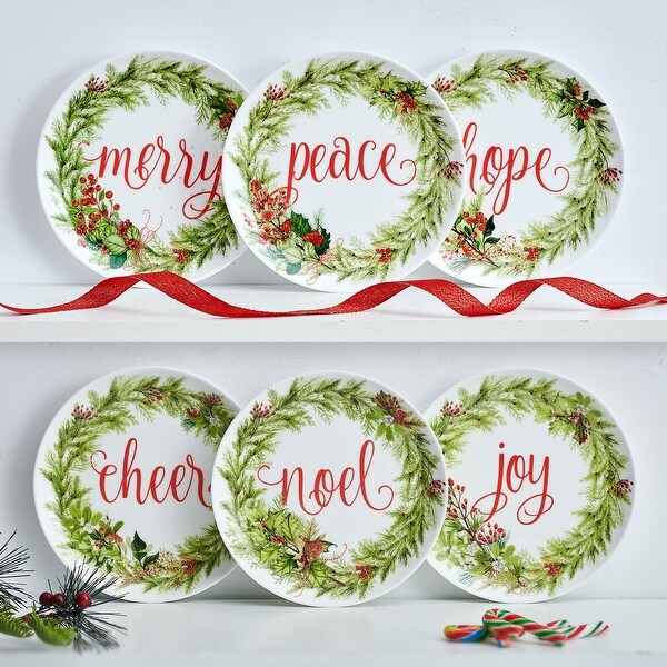 Mikasa Festive Garland Set of 6 Appetizer Plates，7 Inch