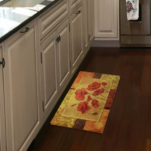 X Cushioned Kitchen Floor Standing Mat jacobean Poppy