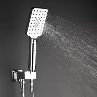 Mondawe Mondawell Square 3-Spray Patterns 12 in. Ceiling Mount Rain Dual Shower Heads with Handheld and Valve in Chrome MA-D98105CP