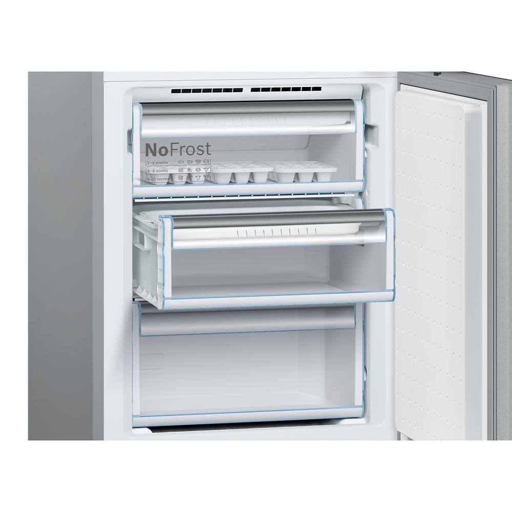 Bosch 800 Series 24 in. 10 cu. ft. Bottom Freezer Refrigerator in White Glass Counter Depth B10CB81NVW