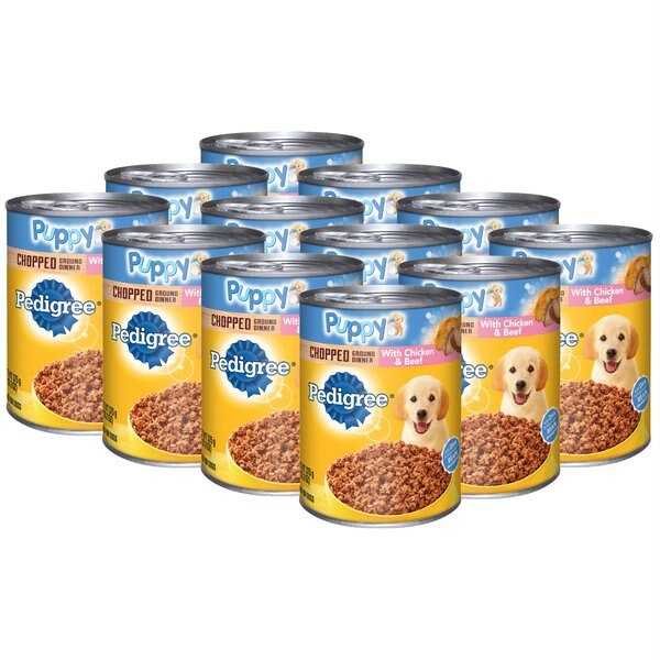 Pedigree Chopped Ground Dinner with Chicken and Beef Puppy Canned Wet Dog Food