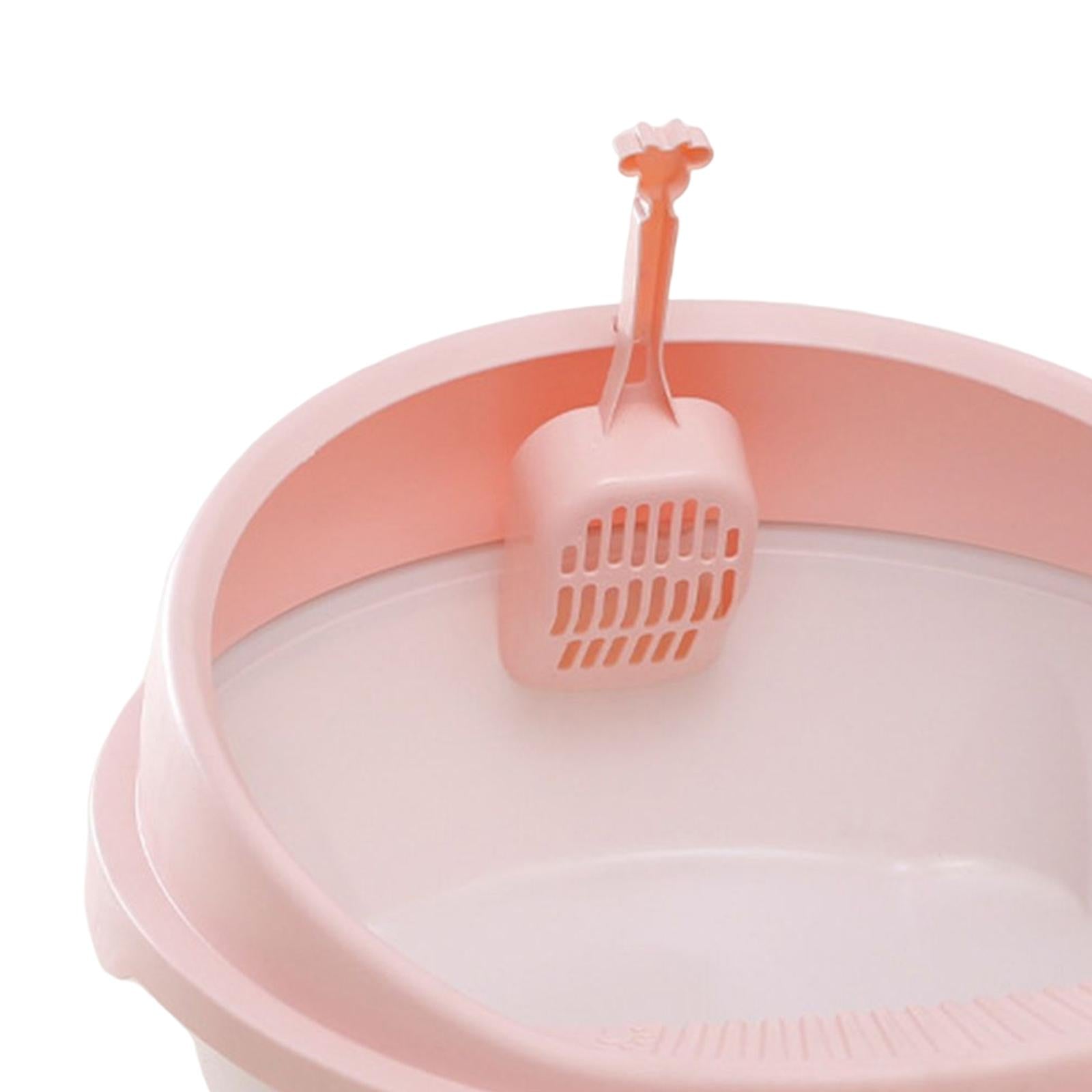 Cat Litter Box Durable with High Side Privacy Walls Cat Sandbox Semi Enclosed Bedpan Pet Litter Tray Kitty Litter Pan for Small Animals Cats pink